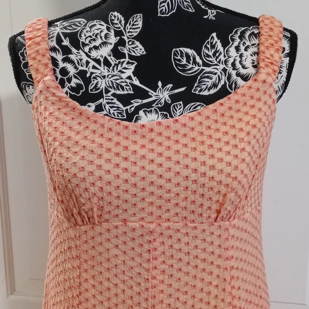 🆕️ 🍑Free People🍑 - Peach/White "Berry Kiss" Off-the-Shoulder Mini Dress - Picture 8 of 16